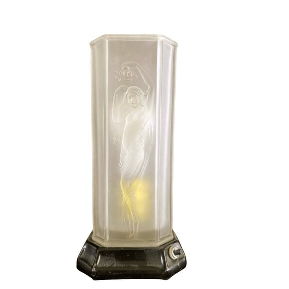 Vintage Tiffin #16265 Art Deco Nude Lady Dancing Glass Torchiere Lamp with Embos - Picture 1 of 8